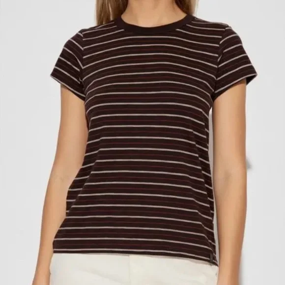 Rag & Bone Women’s Brown and White Striped Tee - Picture 4 of 5